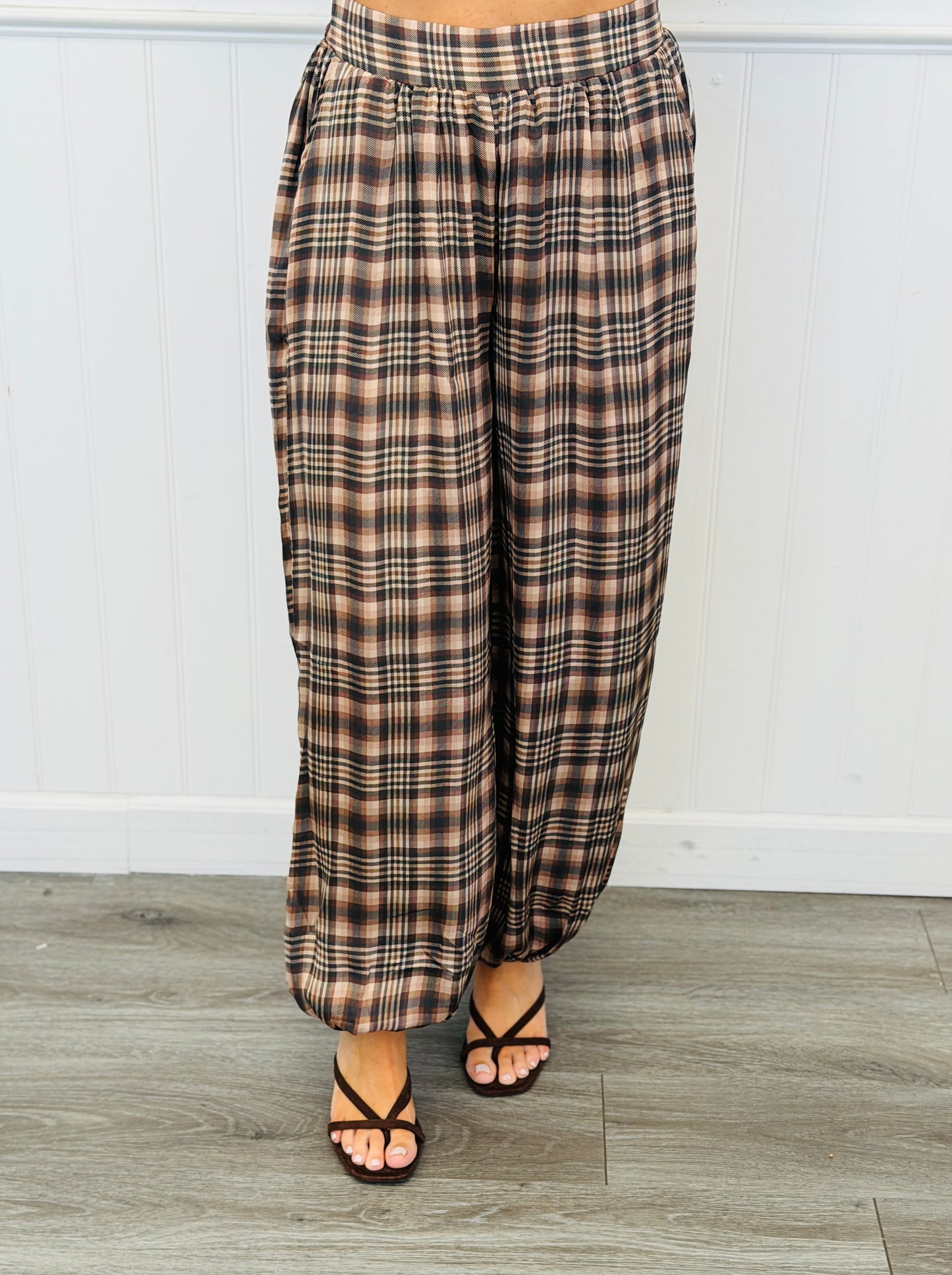 Flowy Plaid Elastic Cuffs Pants (Reg.) - 3 Colors
