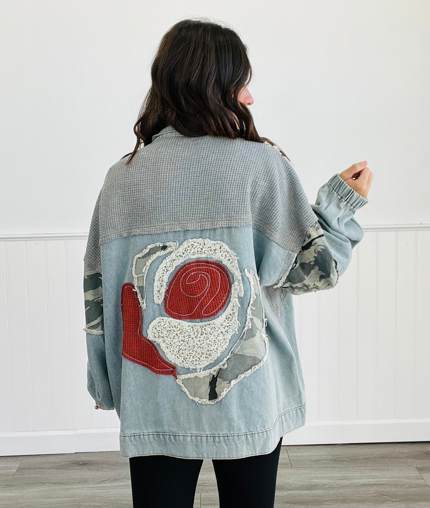 POL Denim Embroidered Roses Jacket (Reg)