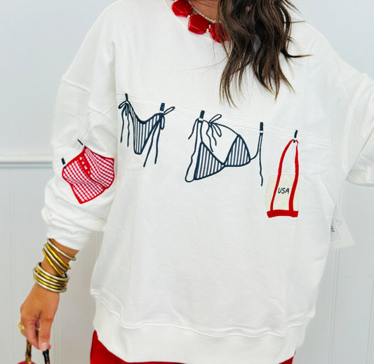 White Beachwear Graphic Sweatshirt (Reg.)