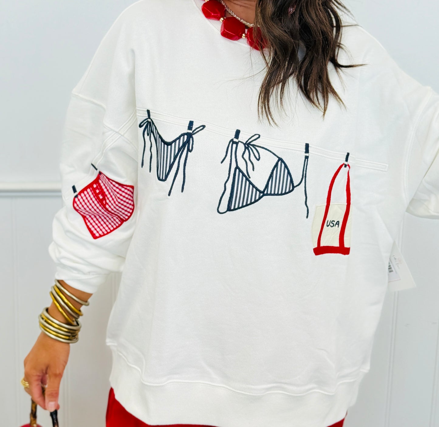 White Beachwear Graphic Sweatshirt (Reg.)
