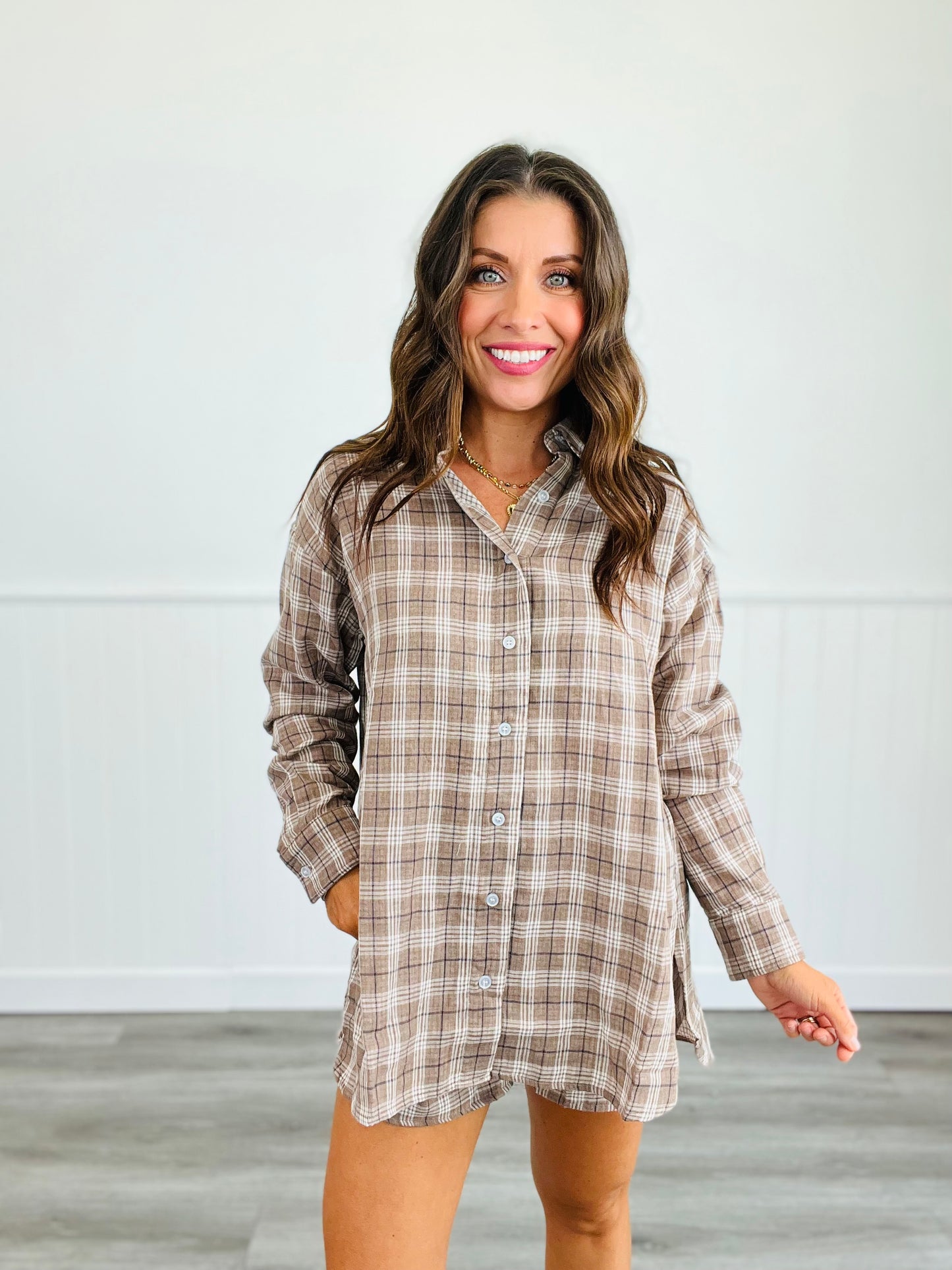 Essential Mocha Plaid Shirt (Reg)