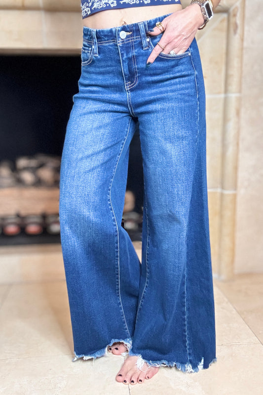 Risen Dark High Rise Ankle Wide Jeans (Reg. and Plus)