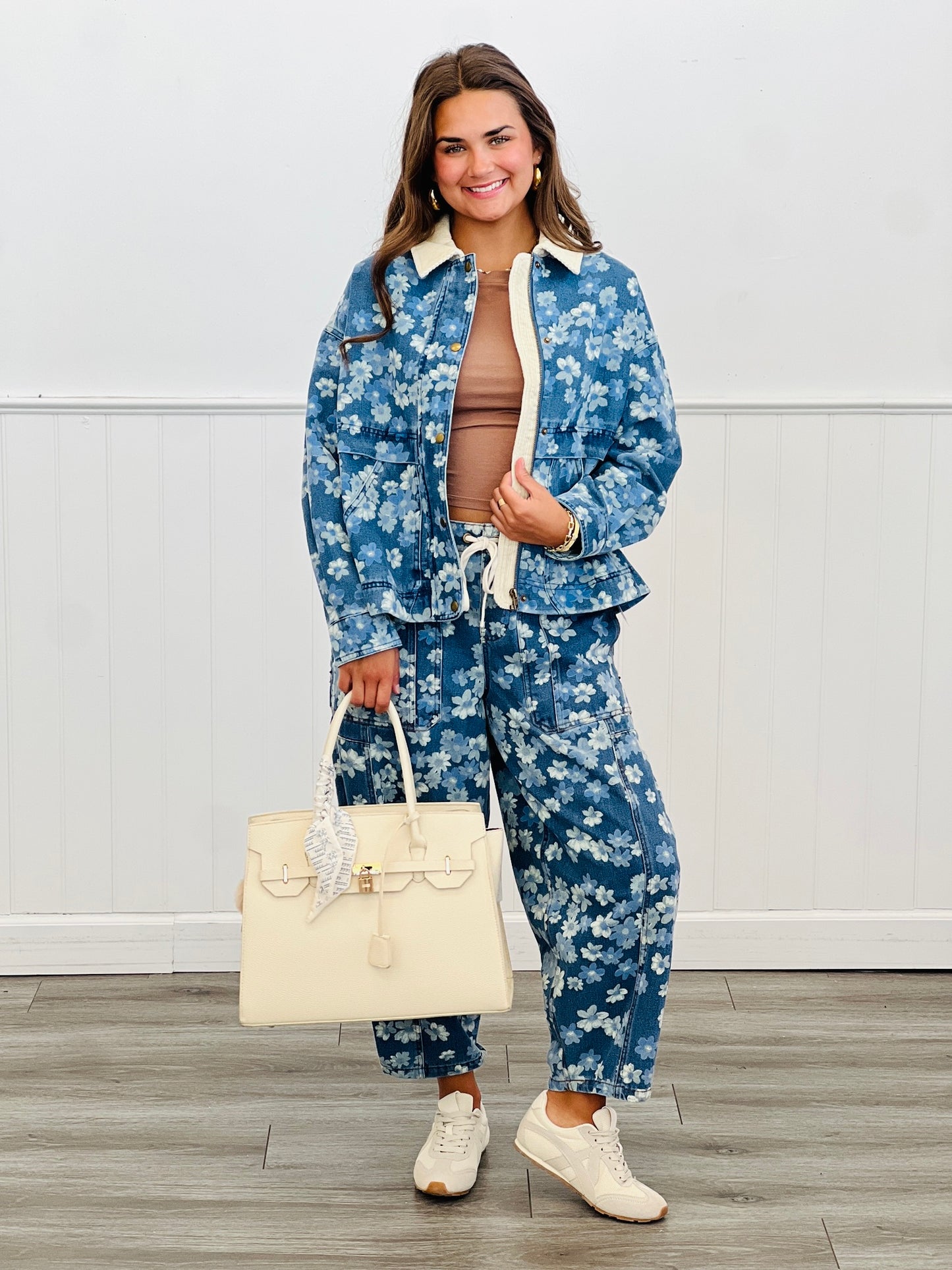 Denim Blue On Blue Floral Print Jacket (Reg.)