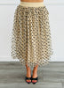 Apricot Polka Dot Print Tulle Midi Skirt (Reg & Plus)