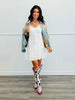 Ivory Eyelet Hook & Eye Detail Front Mini Dress (Reg.)