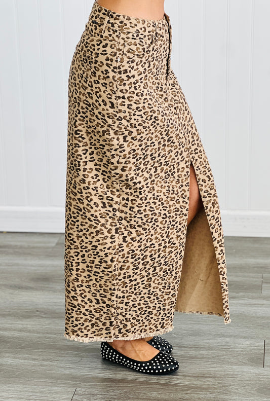 Risen Camel Leopard Maxi Skirt (Reg & Plus)