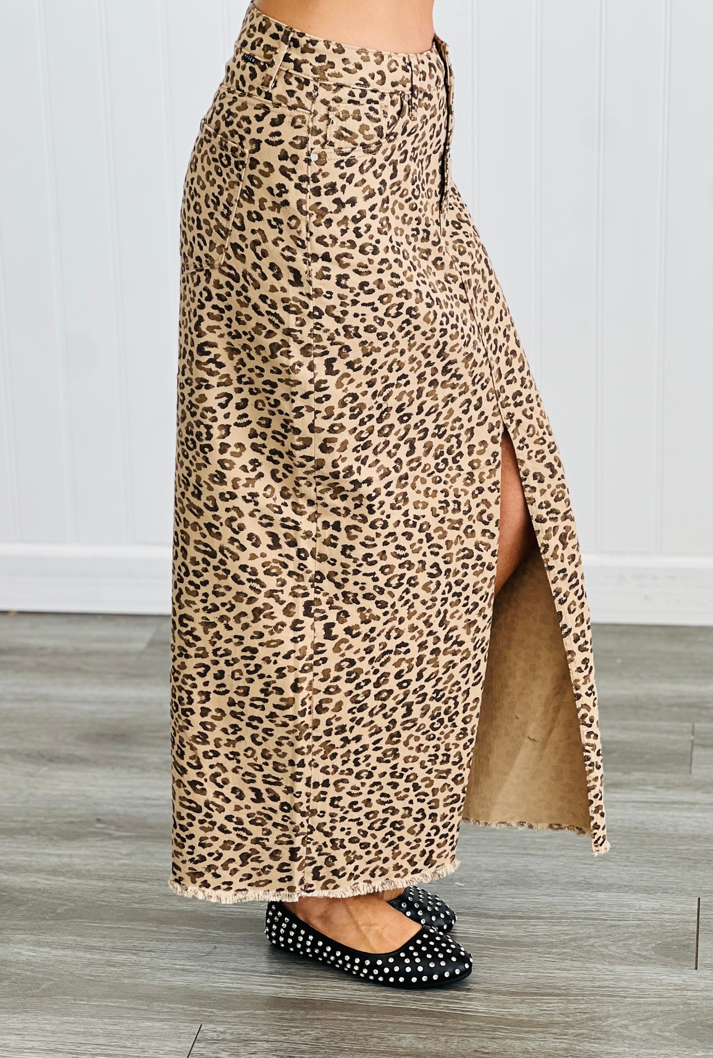 Risen Camel Leopard Maxi Skirt (Reg & Plus)
