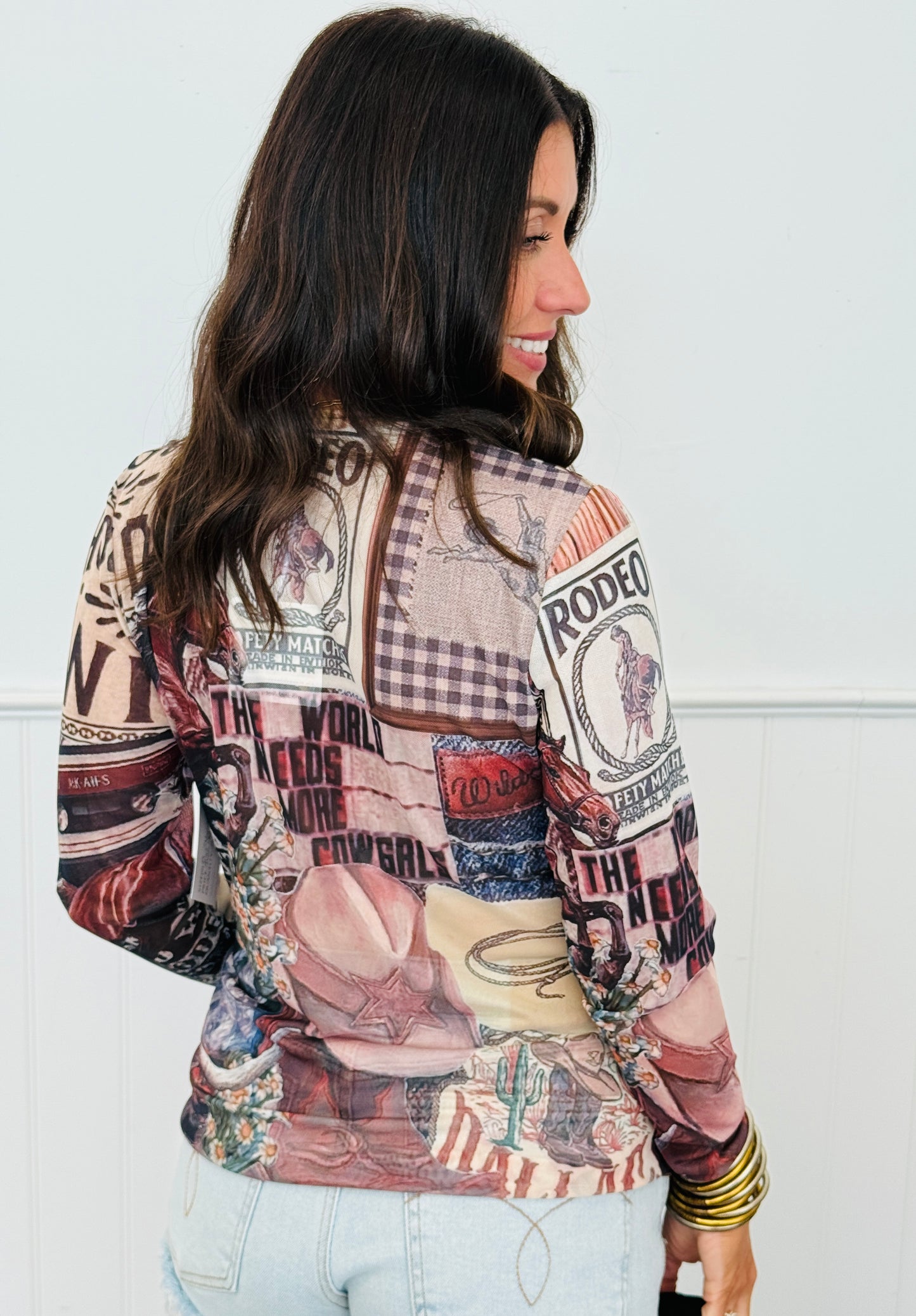 Wild Horse Mesh Long Sleeve Top (Reg. and Plus)