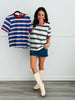 Contrast Trim Striped Tee Top (Reg & Plus)-2 Colors