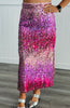 Fuchsia Sequined Ombre Midi Skirt (Reg)