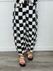 Black Checkered Print Barrel Pants (Reg. and Plus)