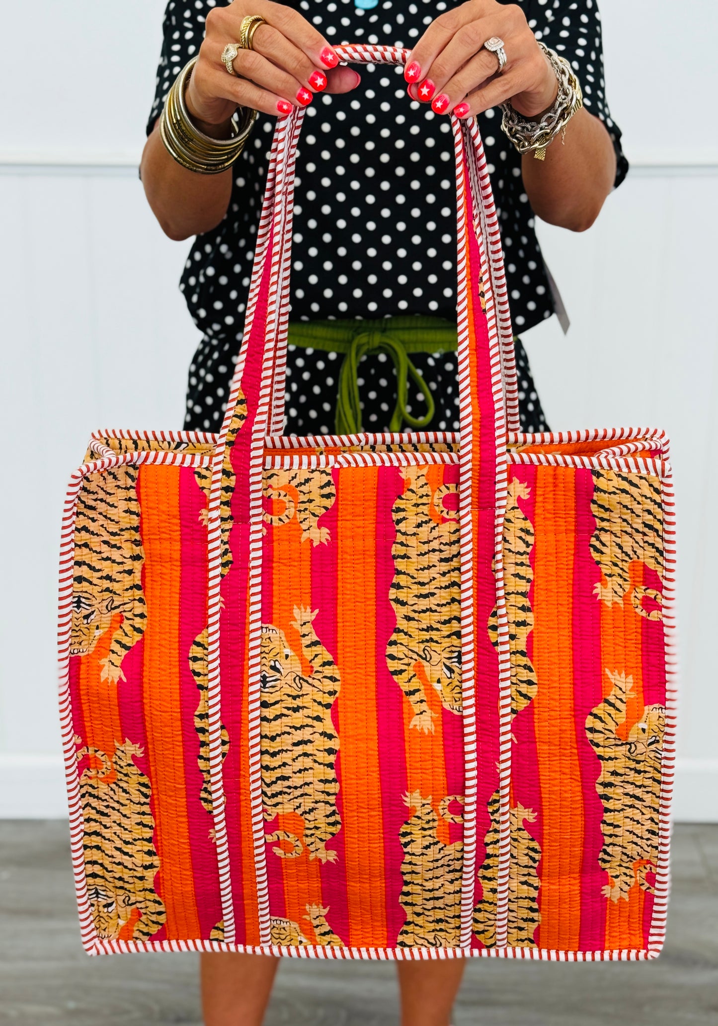 Orange & Pink Oversized Tiger Quilted Bag