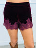 Velvet Lace Trim Shorts (Reg.) - 2 Colors