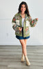 POL Olive/Cream Vintage Floral Jacquard Jacket (Reg)