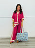 Cranberry Contrast Stripe Shirt & Pants Set (Reg & Plus)