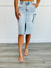 Risen Feelin' Fly Light Denim Cargo Midi Skirt (Reg & Plus)