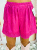 Hot Pink Satin Jacquard Lace Trim Shorts (Reg.)