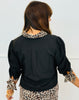 Black/Leopard Cassidy Tie Sleeve Top (Reg. and Plus)