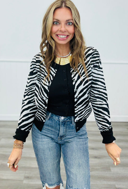 S&C X WR Zebra Print Sweater Cardigan (Reg. and Plus)