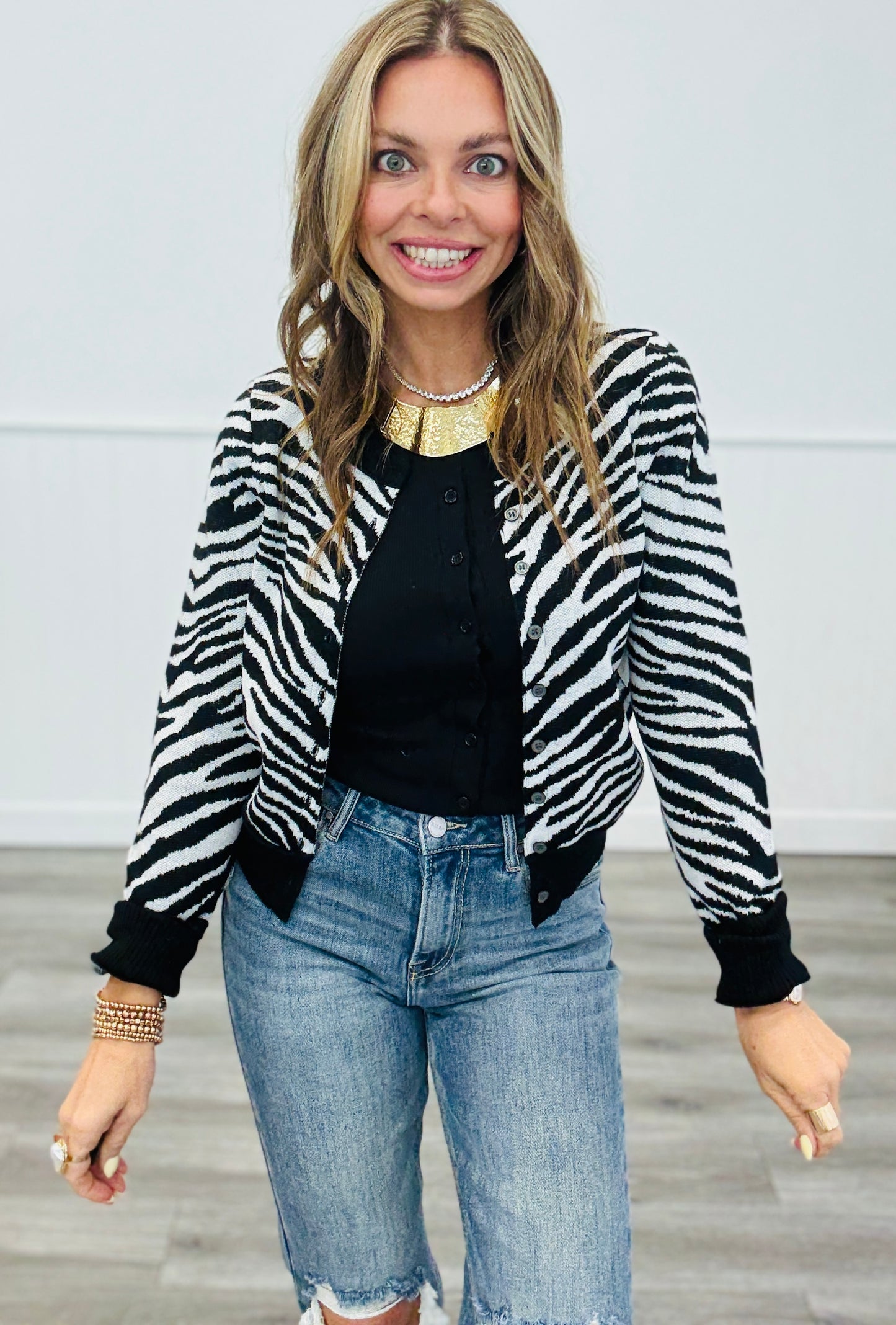 S&C X WR Zebra Print Sweater Cardigan (Reg. and Plus)