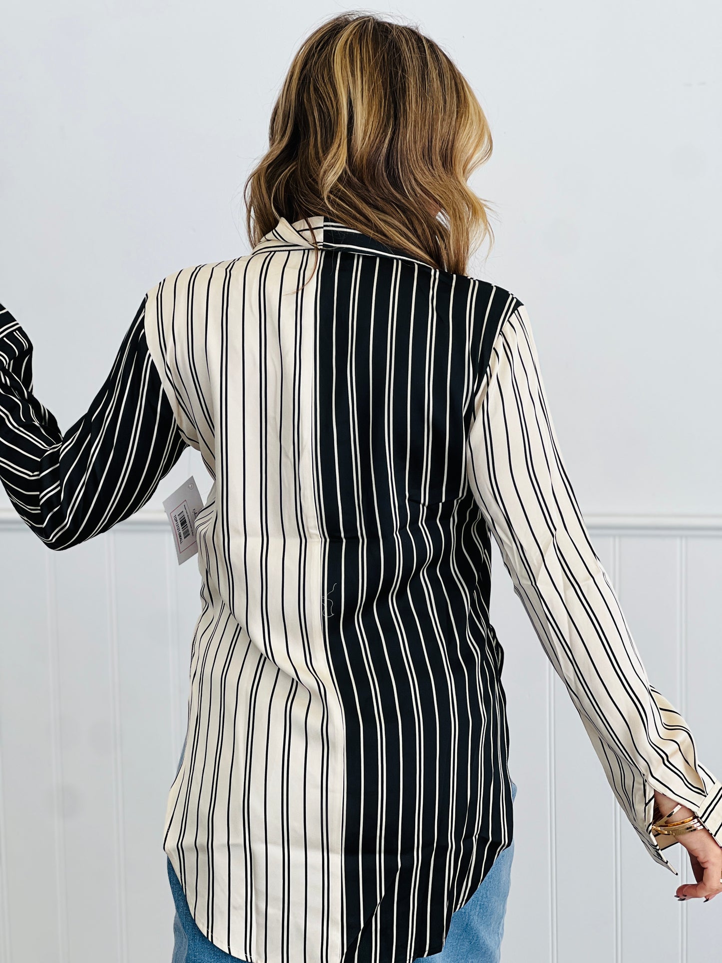 Striped Color Block Button Down Top (Reg.)