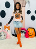 Spooky Pumpkin Rhinestone Graphic Tee (Reg. and Plus)
