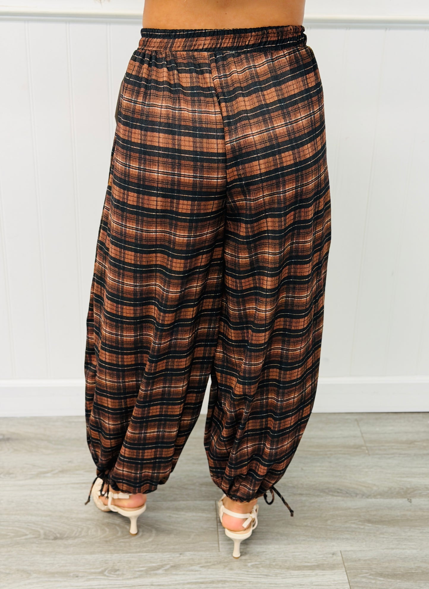Brown Plaid Balloon Pants (Reg & Plus)