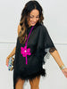 Black Asymmetrical Lace Hem Blouse (Reg.)