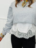 H Grey Twofer Satin & Lace Sweatshirt (Reg.)