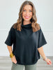 Black Cowlneck Short Sleeve Top (Reg. and Plus)