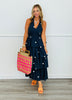 Navy Polka Dot Halter Midi Dress (Reg.)