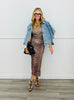Taupe Leopard Asymmetric Neck Midi Dress (Reg.)