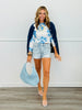 Blue Floral Double Layered Top (Reg & Plus)
