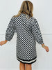 White/Black Polka Dot Knee Length Shift Dress (Reg & Plus)
