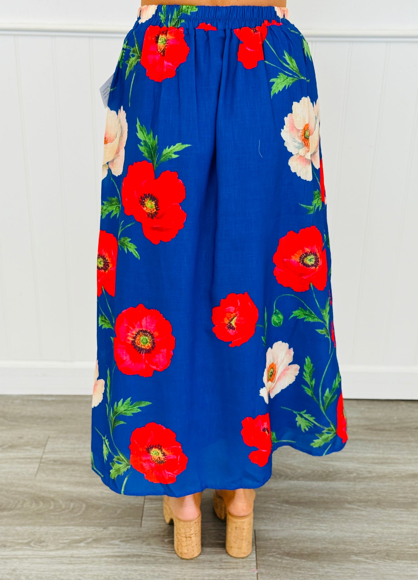 Cobalt Multi Bold Poppy Midi Skirt (Reg & Plus)
