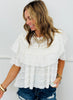 POL Ivory Lace Overlap Ruffle Top (Reg.)