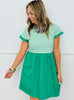 Green Half Stripe Knit Mini Dress  (Reg.)