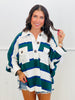 Oversized Striped Raw Edge Top (Reg.)-2 Colors