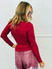 Maroon Ribbed Square Neck LS Top (Reg. and Plus)