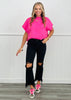 Bubble Gum Short Sleeve Sweater Top (Reg)