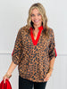 Leopard Print Contrast Trim Top (Reg. and Plus)