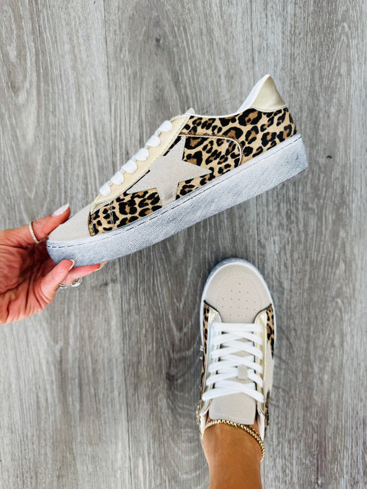 Leopard/Gold Super Star Sneakers