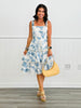 Blue Floral Eyelet Ruffled Midi Dress (Reg & Plus)