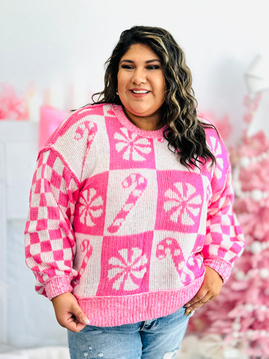 Pink Christmas Candy Blocks Sweater (Reg)