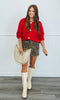 Red Shell Buttons Sweater Cardigan (Reg & Plus)