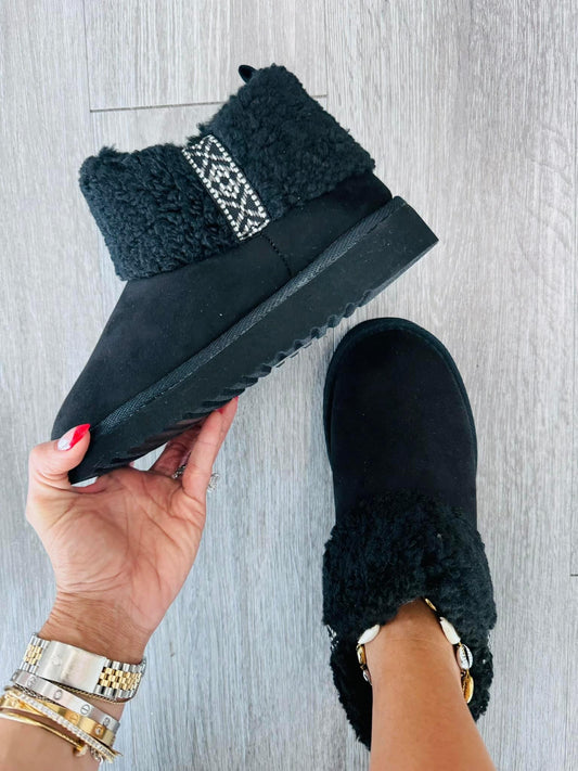 Black Cozy Snow Booties