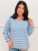 Contrast Trim Striped Sweater Top (Reg.)-4 Colors