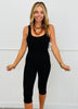 Black Ribbed Front Zipper Jumpsuit (Reg.)