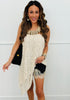 Beige Floral Lace Asymmetrical Blouse (Reg.)