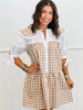 Brown Gingham School Girl Mini Dress (Reg)